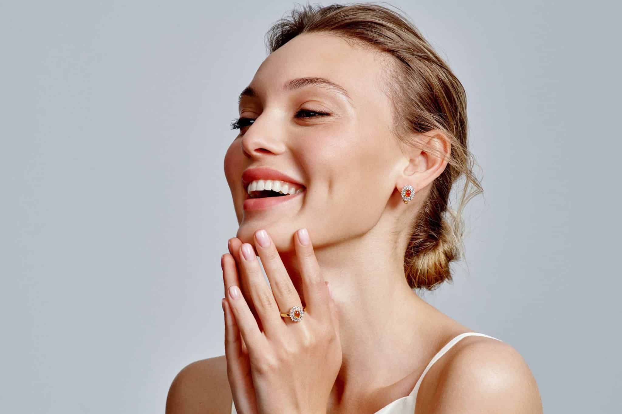 happy white woman smiling